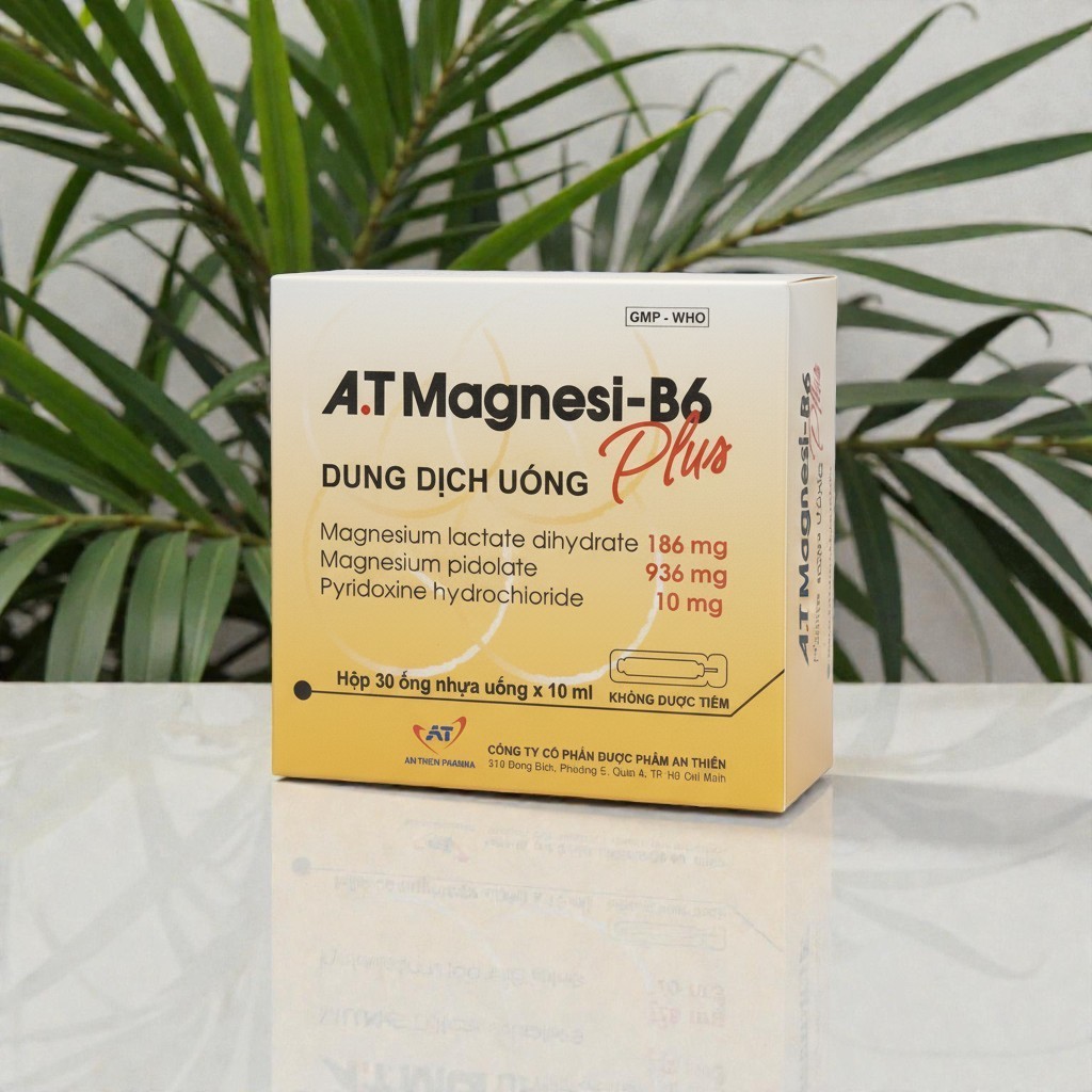 magie, vitamin B6 giảm suy nhược thần kinh, căng thẳng, đau cơ bắp, chuột rút - Hộp 30 ống x 10ml[Ma