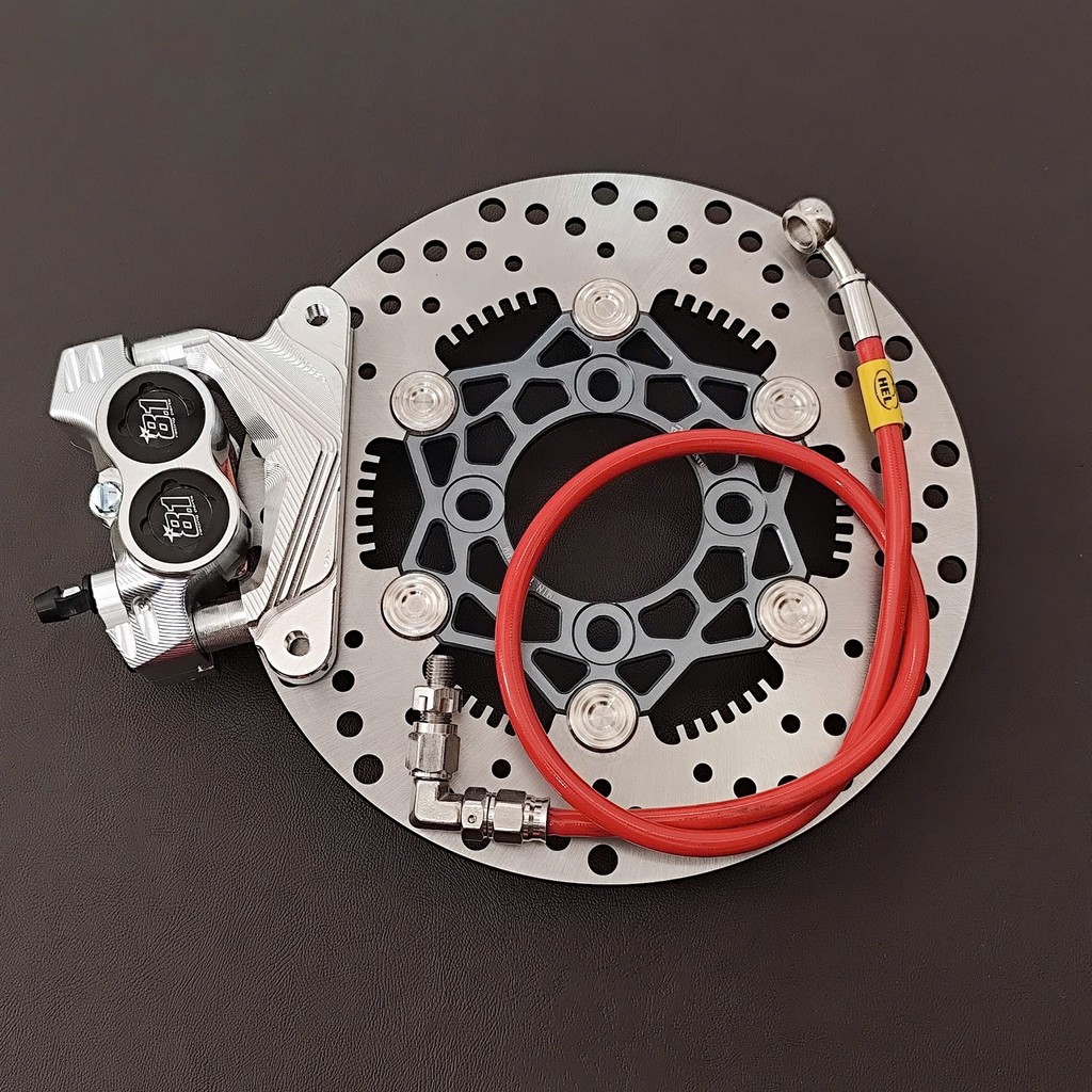 [ combo Wave 110/RSX/Fu Led ] Heo 81 CNC 4 pis ( ĐEN )+ PÁT + ĐĨA 220mm( 4 LỖ - PVN2672 )+ Dây dầu 9