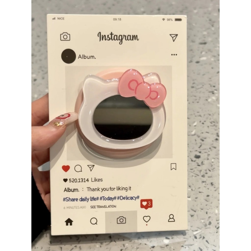Pink Bowknot kitty Cat Mirror Giá đỡ từ tính Thích hợp cho điện thoại di động MagSafe Hấp phụ mạnh M