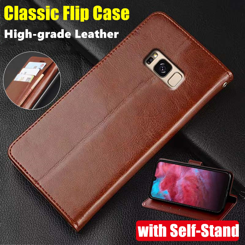 Dành Cho Samsung Galaxy S8 Plus S8 + SM-G955F G955FD G955T Vỏ Da Thật Chính Hãng Ví Vintage Gấp Đơn 