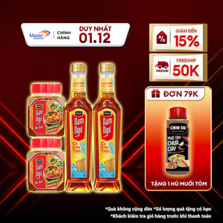  Combo 2 Kho Quẹt Nam Ngư Tôm Khô Cà Mau Tóp Mỡ Ba Chỉ 200gr + 2 Nước mắm Nam Ngư Cá Cơm Tươi chai thủy tinh 500ml 