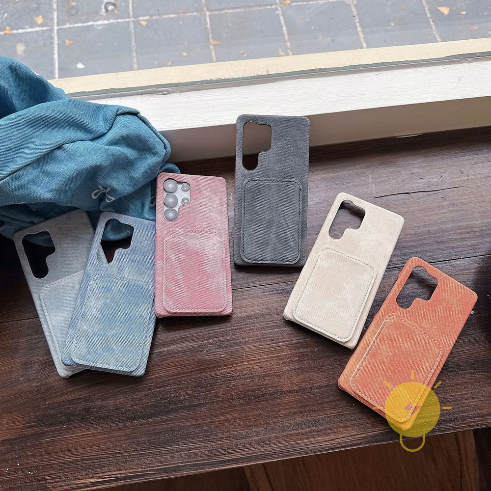 Phone Case For SAMSUNG Galaxy S25 Ultra S24 S23 S22  TPU Fabric Cow Card Slot Aesthetic Korean Cute