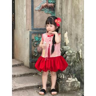 [NGỌC KIDS TK MỚI ]Set Váy Tết Giai Ý vải gấm cho bé gái 6-24kg
