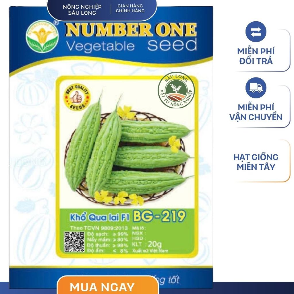 Hạt Giống Khổ Qua Lai F1 BG-219 NUMBER ONE (GÓI 20G) - Trái màu xanh, dài, thịt trái dày, kháng bệnh