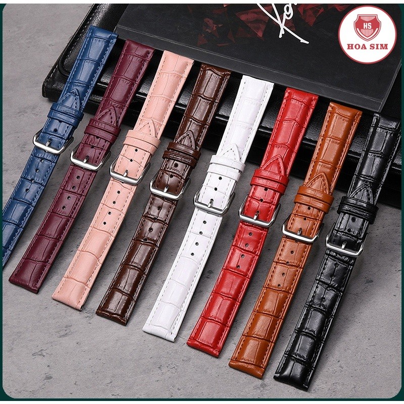 DÂY ĐỒNG HỒ DA BÒ THẬT DẬP VÂN CÁ SẤU BỀN ĐẸP (NHIỀU SIZE)