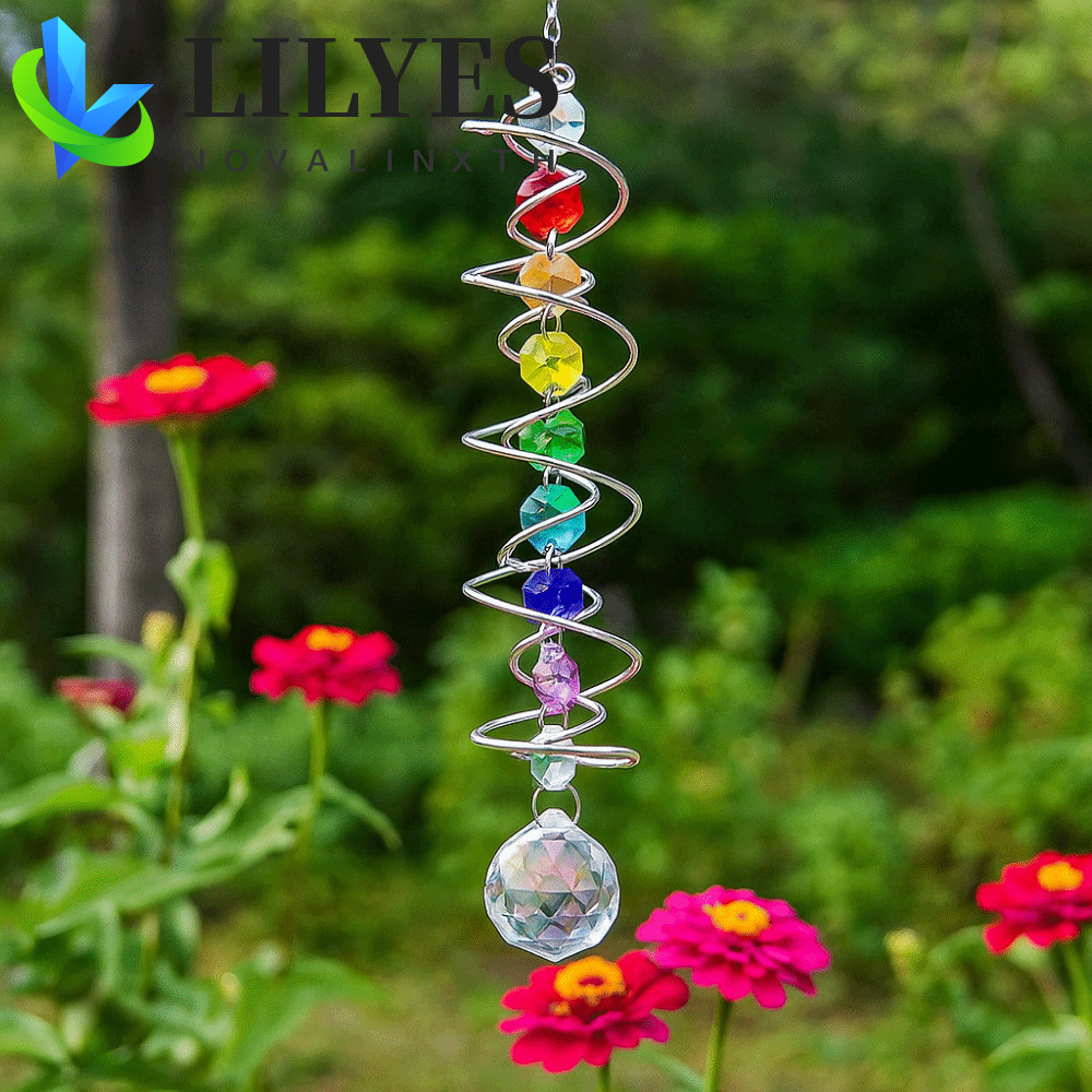 LILYES Crystal Xoay Sun Catcher, Giá treo 3D Sun Catcher Chuông gió, Sáng tạo đầy màu sắc Trang trí 