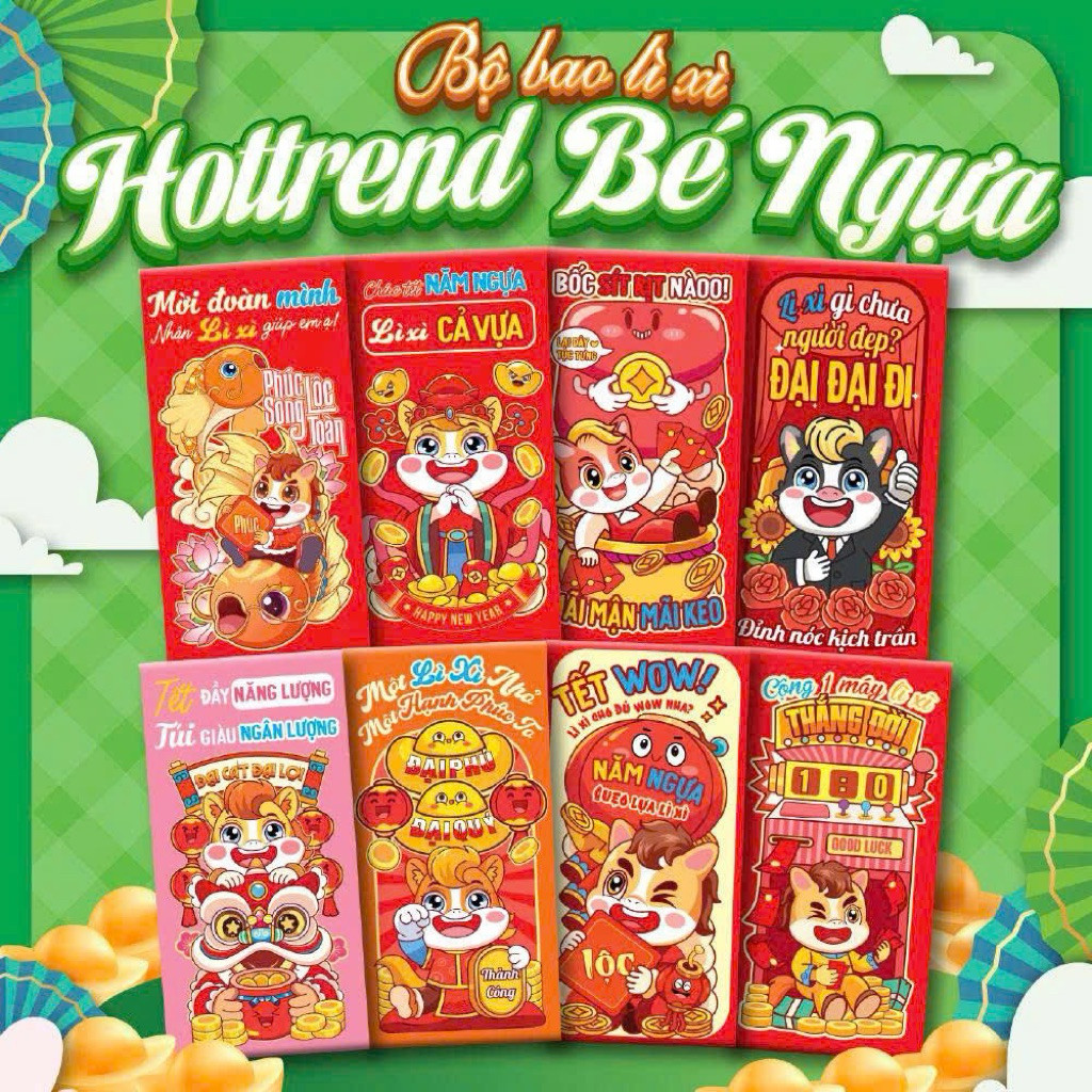 100 bao lì xì hot trend năm bính ngọ 2026, bao lì xì tết,lì xì hot hít 2026