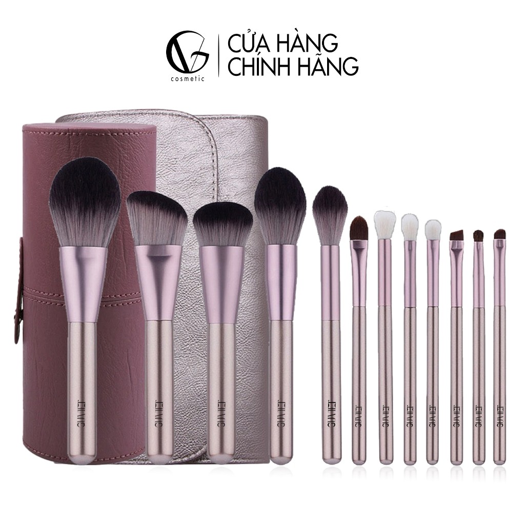 [Võ Hà Linh x GUVIET]  Set 12 Cọ Nâu Ngà Kèm Bao Da (côc) tặng trứng giặt cọ 250g