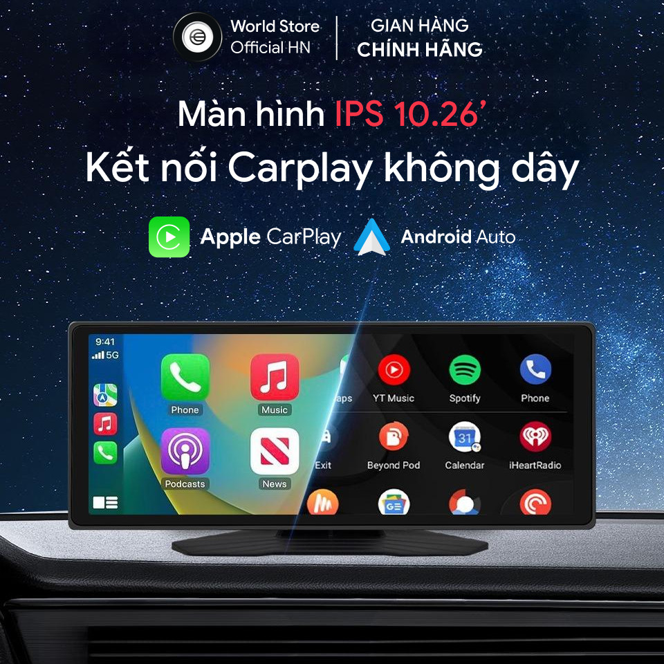 Màn hình IPS Cronus Carplay 10.26 inch - Hỗ trợ Apple Carplay & Android Auto - Kết nối không dây