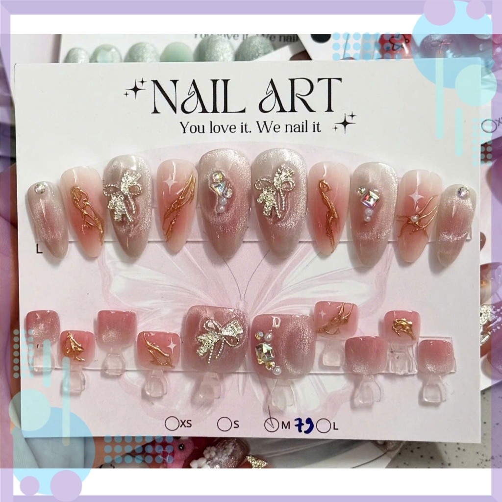 Bộ Móng Tay Chân Giả Nail Box Dáng Dài / Ngắn / Thiết Kế / Đính Đá M79 S55 M79