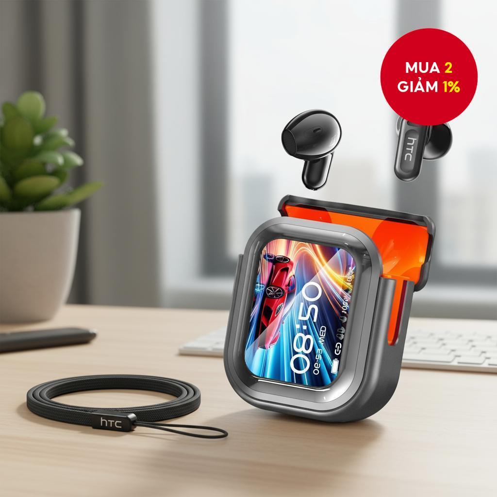 HTC NE20 tai nghe Bluetooth 6.0 AI với dịch trực tiếp, màn hình LED thông minh, âm thanh HiFi & khử 