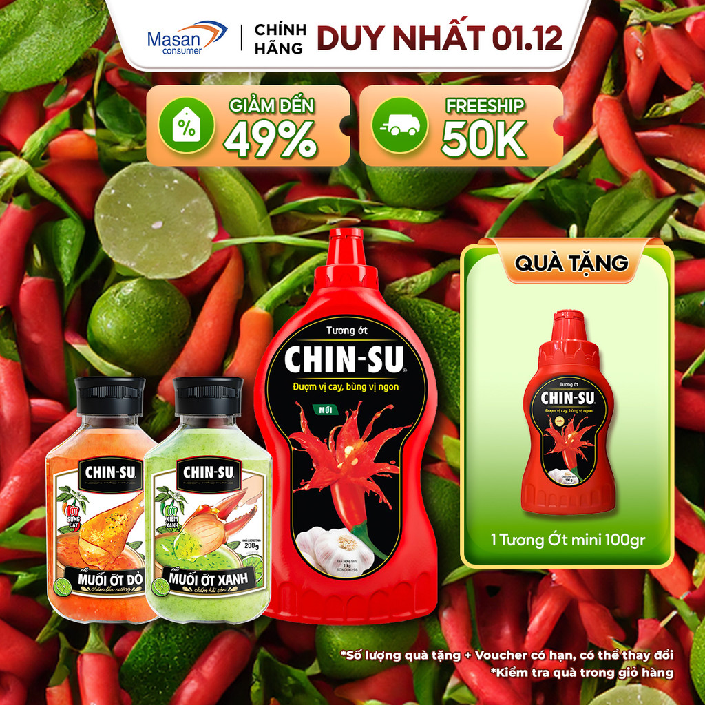  Combo 1 Xốt Muối Ớt Xanh + 1 Xốt Muối Ớt Đỏ + 1 Tương Ớt Chinsu 1Kg 
