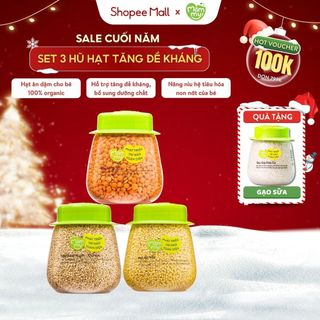  Set 3 hạt ăn dặm tăng đề kháng hữu cơ Mămmy: Hạt Kê Nếp Đậu Lăng Đỏ Hạt Diêm Mạch Quinoa 