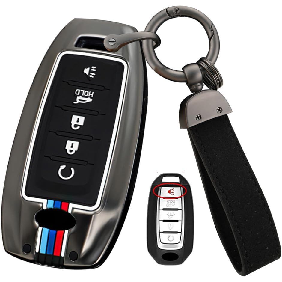 Hộp đựng từ xa bằng kim loại 5 nút ontto có bảo vệ silicon mềm - Phù hợp cho Infiniti Q50, Q60, QX50