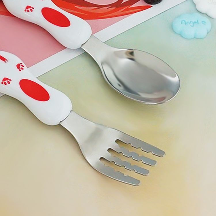 New Product#304Children's Cute Cartoon Stainless Steel Fork and Spoon Set Baby Learning to Eat Spoon