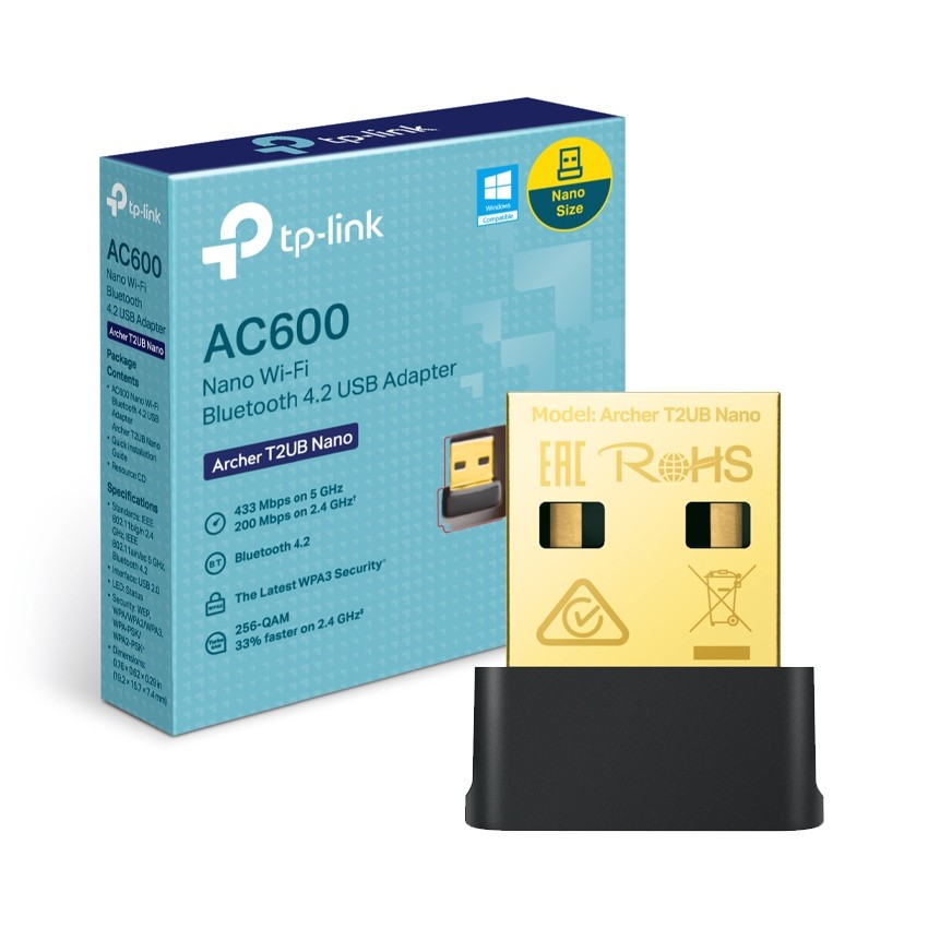 USB Wifi + Bluetooth 4.2 TP-Link Archer T2UB Nano AC600 2 băng tần - Hàng Chính Hãng