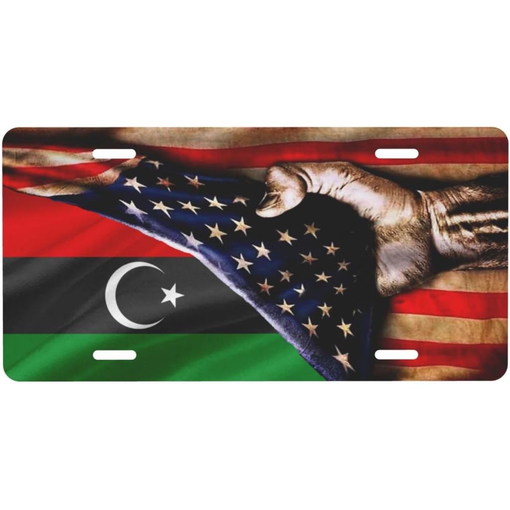 Mỹ và Libya Libya Libyas Cờ Biển Số Dành Cho Nam Nữ Cá Tính Trang Trí Xe Phía Trước Ốp điện thoại Mớ