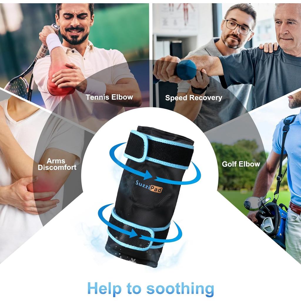Băng quấn khuỷu tay mát lạnh SuzziPad Elbow Ice Pack Wrap - Phục hồi sau quần vợt & golf, băng quấn 