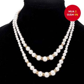  Vòng cổ đính cườm ngọc trai giả thời trang Châu Âu Mỹ Vòng cổ ngọc trai đôi kim cương sang trọng 