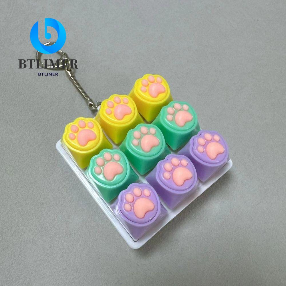 BTLIMER Fidget Móc Khóa, Nút Phím 9 Phím Bàn Phím Clicker Đồ Chơi, Di Động Giảm Căng Thẳng DIY Bàn P