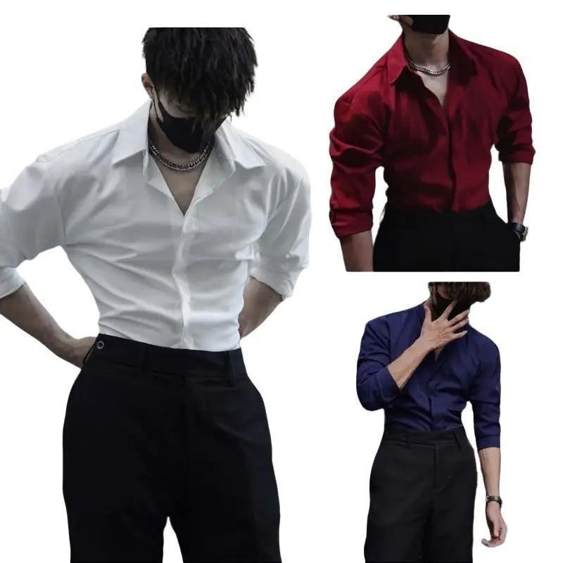 Áo Sơ Mi Nam Tay Dài Giấu Cúc Chất Liệu Cotton Chéo Trơn Form Hack Vai Thoáng Mát.