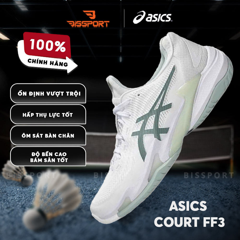Giày Tennis/Pickleball Asics Asics Court FF3 Chính Hãng - Trắng Xanh Matcha - Êm Ái, Ổn Định - Giảm 
