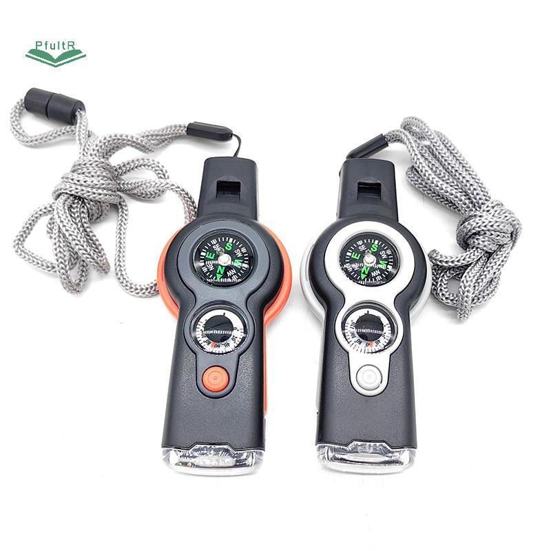 PfultR Ngoài Trời Mới 7 Trong 1 Đa Năng Còi Sinh Tồn 7 Trong 1 Có Đèn LED Và La Bàn