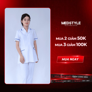  Bộ Quần Áo Điều Dưỡng Nữ Viền Xanh Đồng Phục Kĩ Thuật Viên Bệnh Viện Phòng Khám Cao Cấp MedStyle 