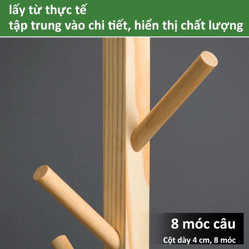 Cây Treo Quần Áo Đứng Gỗ Thông Móc Quần Áo Gỗ Thiết Kế Lắp Ráp Hiện Đại Trang Trí Nhà Cửa | BigBuy360 - bigbuy360.vn