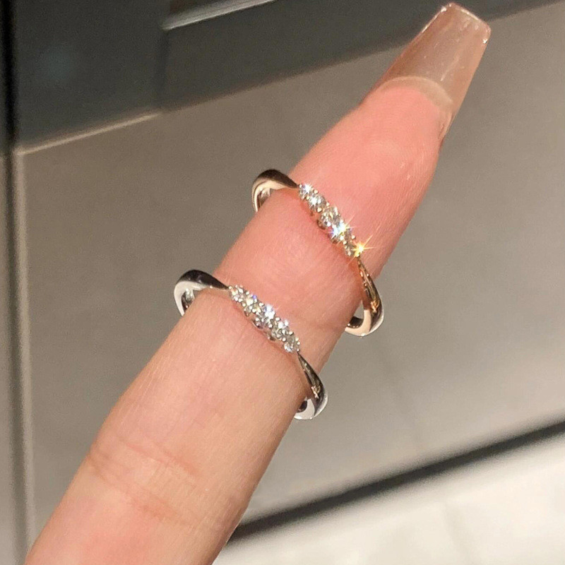 Sky River Diamond Row Diamond Ring Light Luxury Simple Niche All-Match Flash Diamond Index Finger Ri