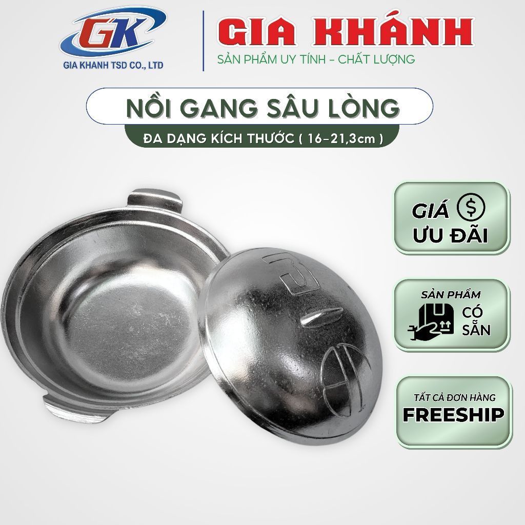 nồi gang, nồi gang đúc nguyên khối, Nồi Cối Gang Sâu Lòng  -Thố Gang Kho Thịt, Kho Cá, Nấu Cơm Nêu