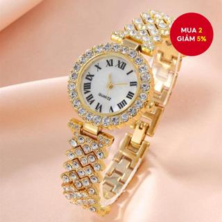 Đồng hồ thạch anh nữ dát kim cương quyến rũ + Combo vòng tay