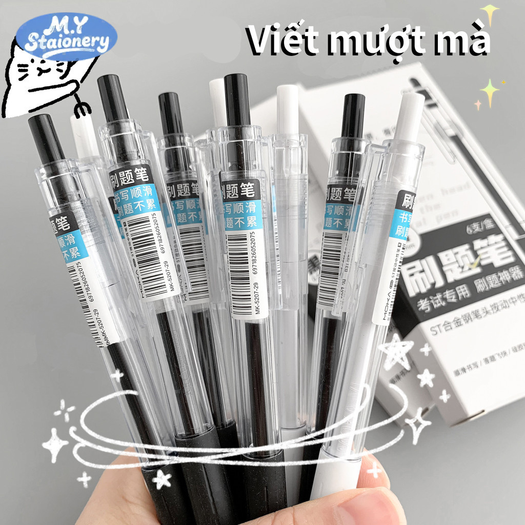 Bút gel bấm siêu rẻ, ba màu mực M.Y, bộ 30 cây, nét viết 0.5mm mượt, phù hợp cho học sinh sử dụng