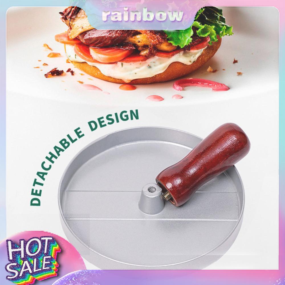 Hamburger Press Patty Maker Khuôn Hamburger chống dính có tay cầm bằng gỗ Nhôm để nướng thịt Phô mai