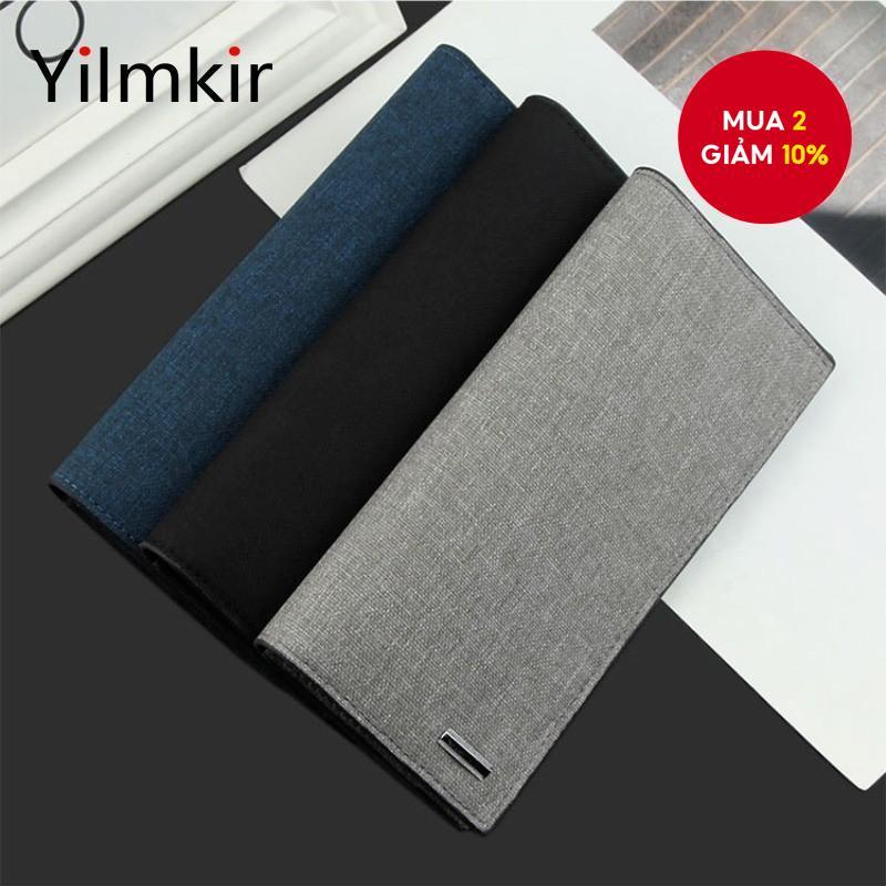 Ví dài nam Bifold - Thiết kế tối giản bằng da & vải có khe cắm kẹp tiền