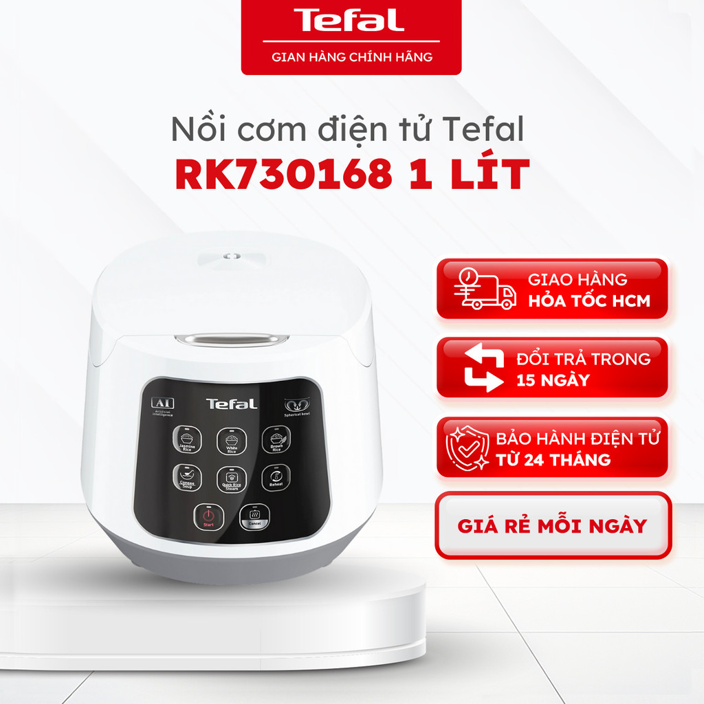 Nồi cơm điện tử Tefal RK730168 dung tích 1 lít - Chính hãng, bảo hành 24 tháng [HOẢ TỐC HCM]