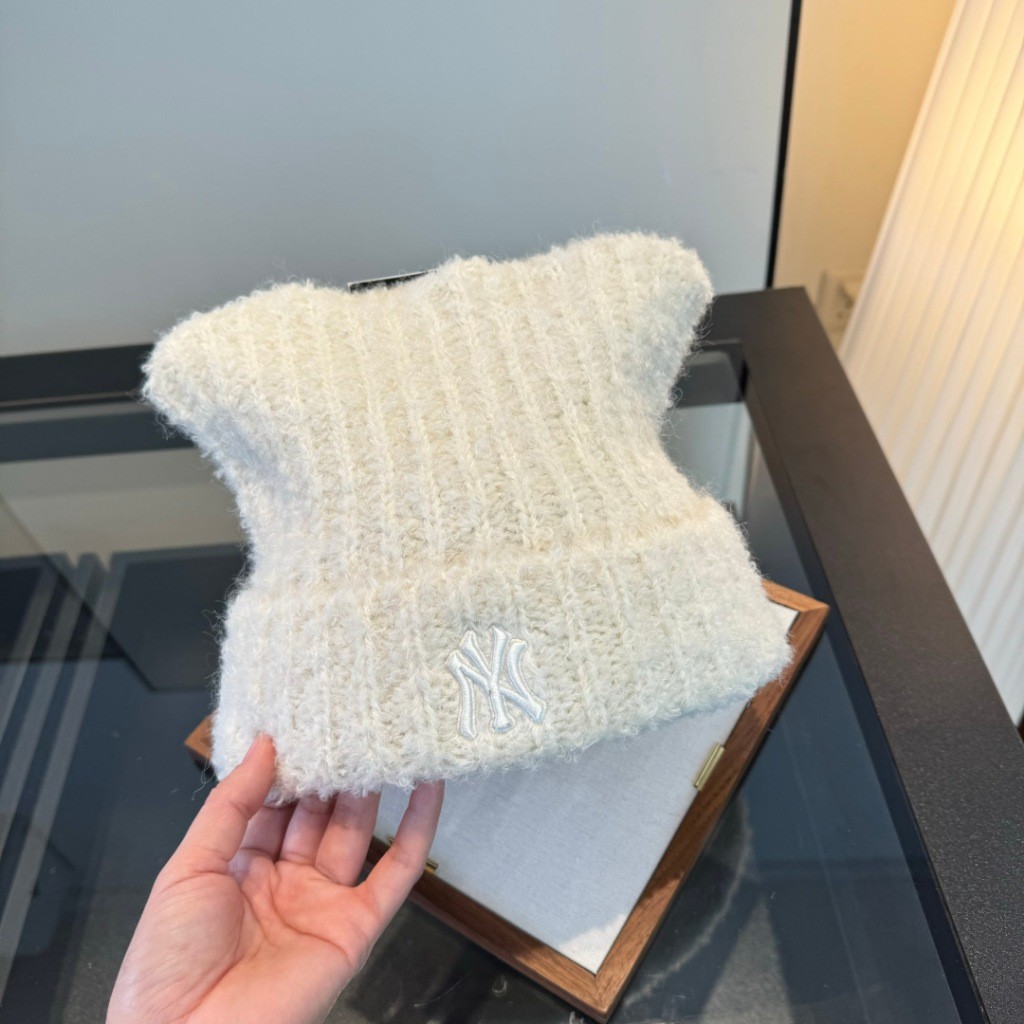 Mũ len MLB Mũ dệt kim vuông LA / NY Mũ len nữ thêu CP