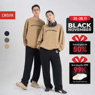  Áo nỉ unisex người lớn CANIFA S dáng rộng in chữ Vietnamese 5TW24W003 