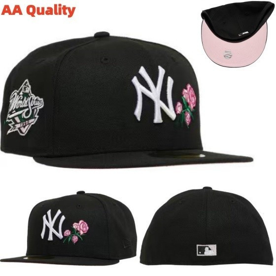 Mũ Bóng Chày New Era New York Yankees 59FIFTY Màu Đen, Thêu Hoa Hồng