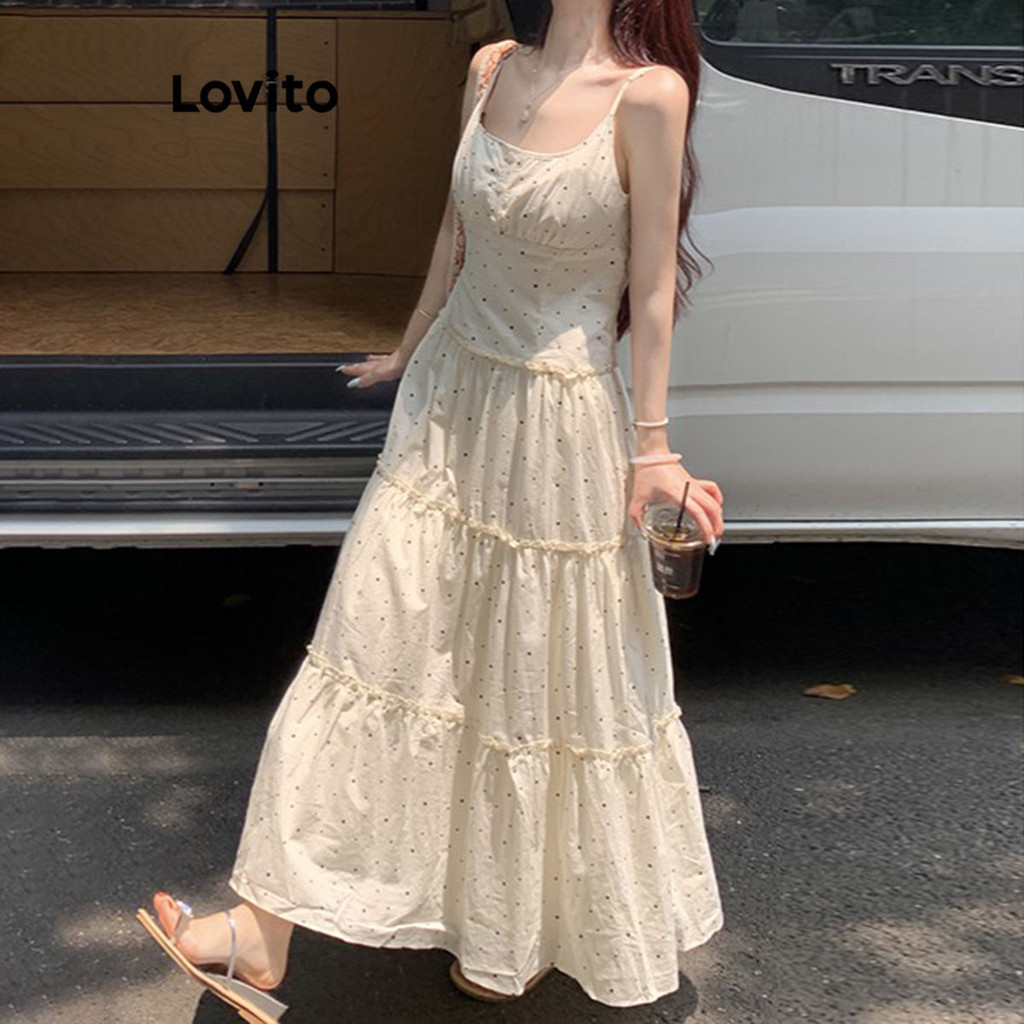 Lovito Váy hoa văn trơn thông thường cho nữ LNA75411
