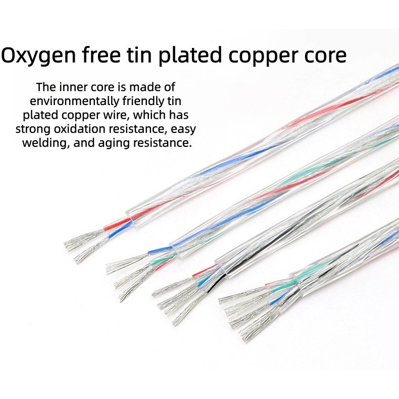 Đồng mạ thiếc trong suốt nhiều lõi 16-28AWG dây điện vỏ pha lê mềm dây ánh sáng cáp LED cáp âm thanh