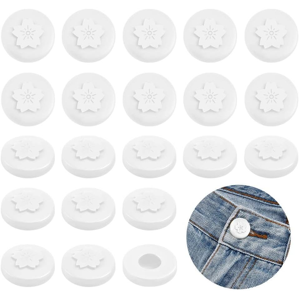 Olycraft - Bộ 20 Chiếc Nút Trắng Silicone 17-20mm cho Áo Sơ Mi và Quần Jean, tránh rách lỗ