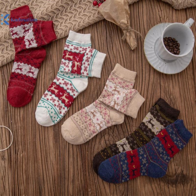 Kudo 1 Đôi Moose Pattern Nữ Socks Mùa Đông, Hình In Đẹp, Ấm Áp và Thoải Mái