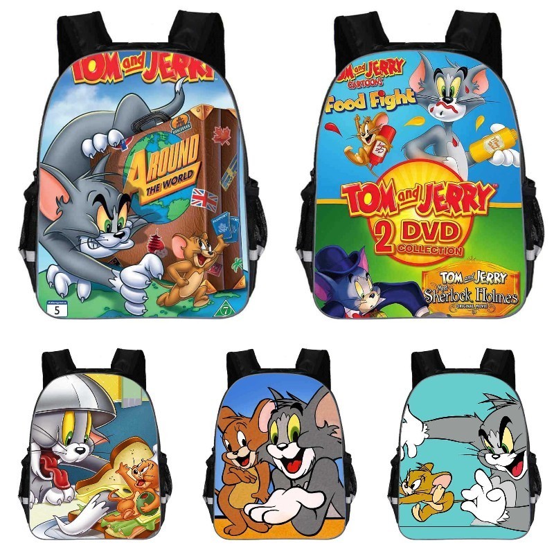 Balo Cho Bé Tom and Jerry 3D hoạt hình Túi đi học tiểu học chống nước thoải mái Ba lô trẻ em