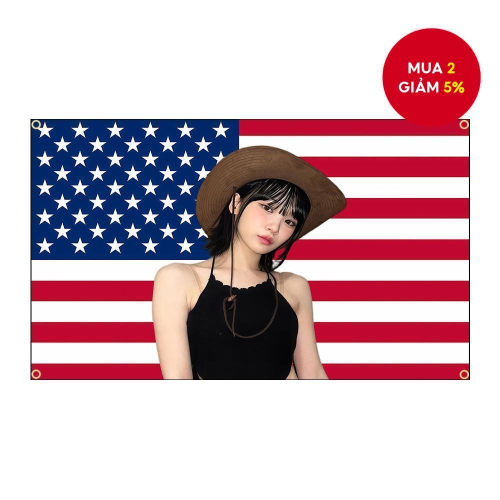 Le SSERAFIM Cowboy Chaewon Cờ Mỹ Được Trang Bị 4 Grommets Đồng Thau, Trang Trí Nội Thất Bền Đẹp Và C