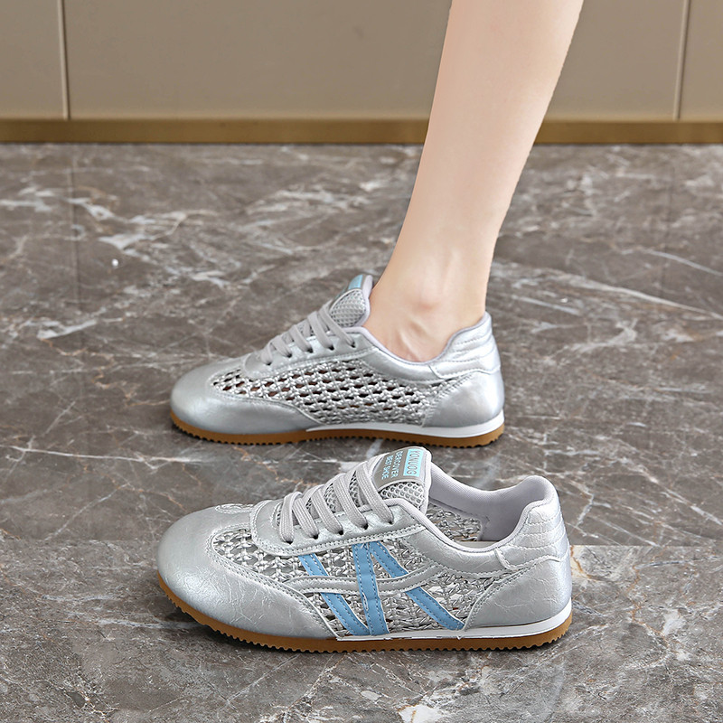 Yongge Women's Shoes V36 Woven Hollow De Xun Shoes with Hidden Wedge, Casual Breathable Student Tren