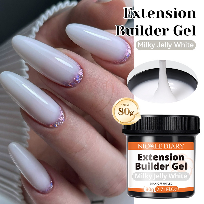 NICOLE DIARY 80G Sữa Thạch Trắng Móng Tay Nối Dài Gel Trong Suốt Acrylic Xây Dựng Nhanh Móng Tay Ngh