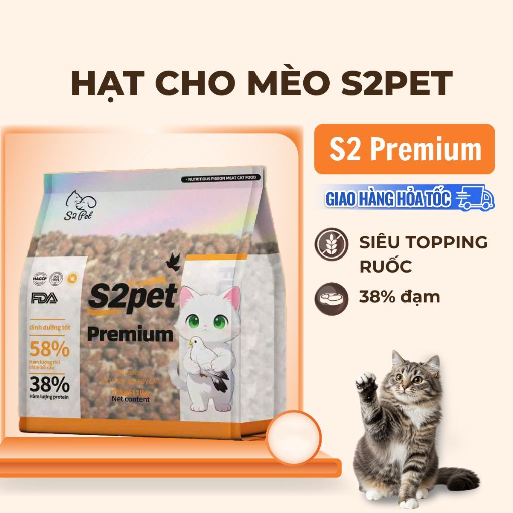 Thức Ăn Hạt Cho Mèo S2 PET S2 Premium Gói 5Kg Siêu Topping Ruốc Cho Mèo Mọi Lứa Tuổi