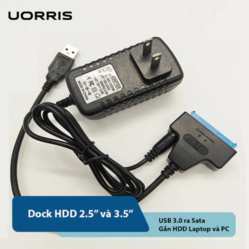 UORRIS Dock Cắm Ổ Cứng 2.5 Inch, 3.5 Inch Chuẩn Sata - Cáp chuyển Sata sang USB 3.0 dùng HDD Laptop, SSD