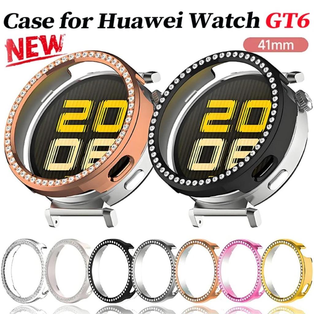 Bling PC Rỗng Ốp Lưng Khung Cho Huawei Watch GT6 41mm Kim Cương Pha Lê Ốp Lưng Bảo Vệ Cho GT6 41mm V